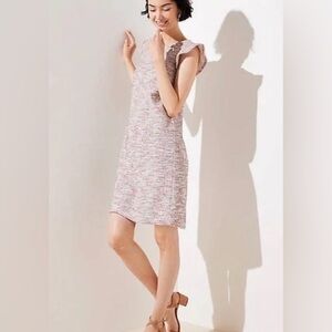 Ann Taylor Loft Boucle Flutter Sleeve Shift Dress Size 14